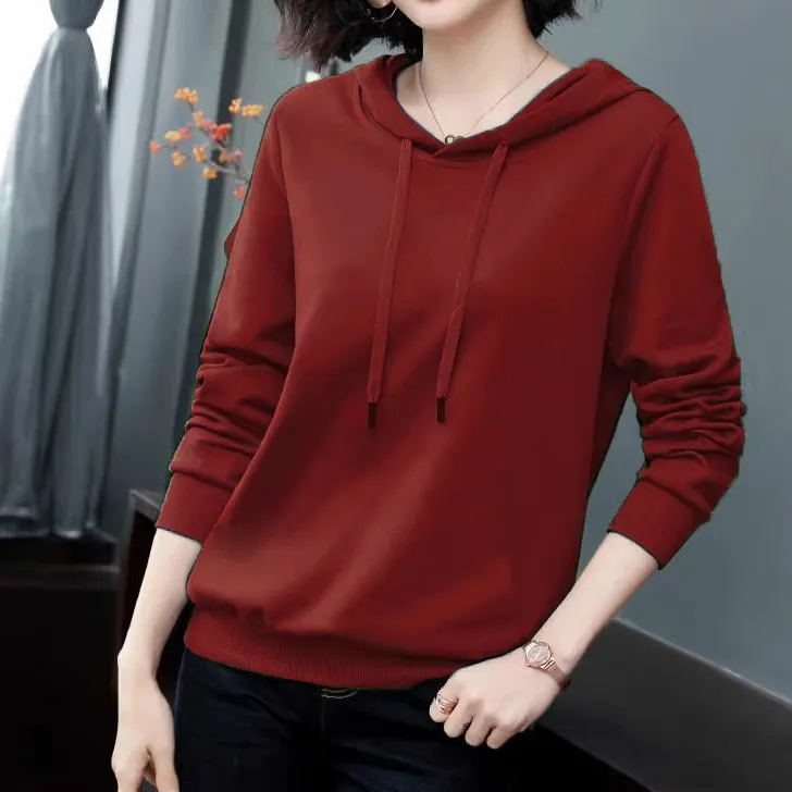 女士卫衣秋冬连帽长袖上衣2024新款时尚洋气款式大码百搭加绒加厚