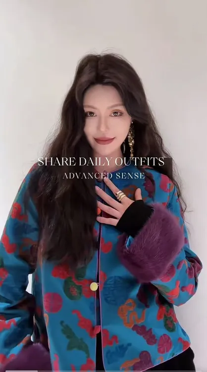 八宝葫芦棉衣可拆卸进口貂袖口，中式漳绒缎夹棉外套