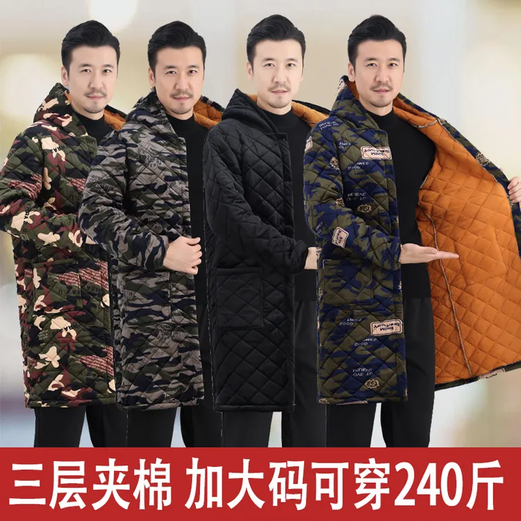 冬季加绒加厚罩衣成人女男士加肥加大围裙连帽男长袖女外套工作服