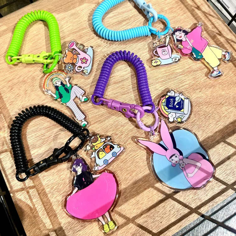 十三白电话线挂件|钥匙扣bling滴胶亚克力可爱双面7cm图案原创画
