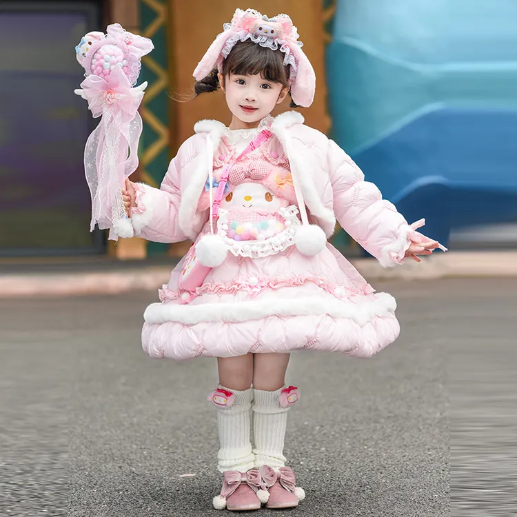 美乐蒂女童2025冬款花苞裙公主裙洋气两件套洛丽塔加绒棉服拜年服
