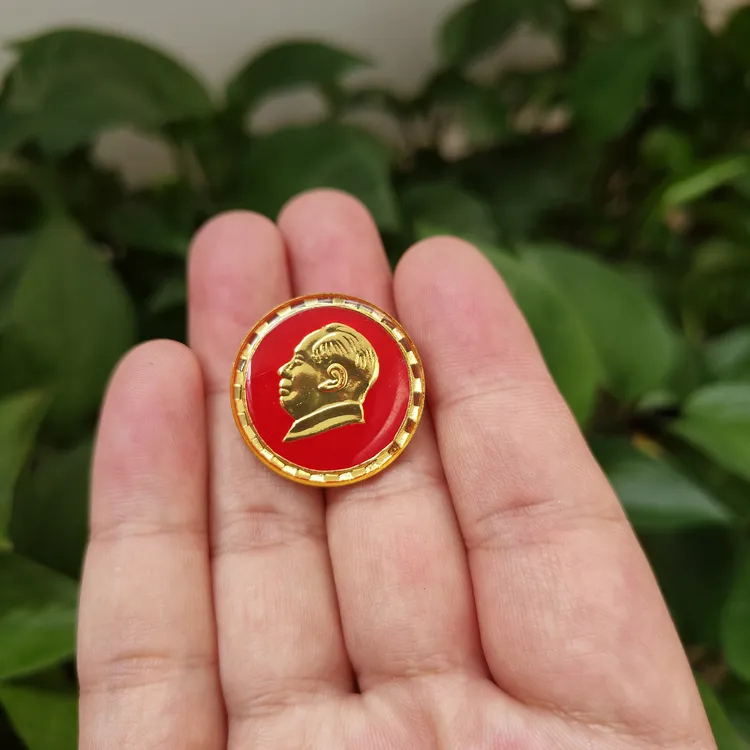 合金硅胶胸针 毛主席像章2.5cm花边徽章毛爷爷红色金边伟人胸章