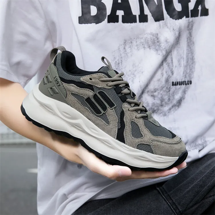 男鞋2024秋季新款休闲运动鞋厚底透气老爹鞋户外增高男士时尚潮鞋