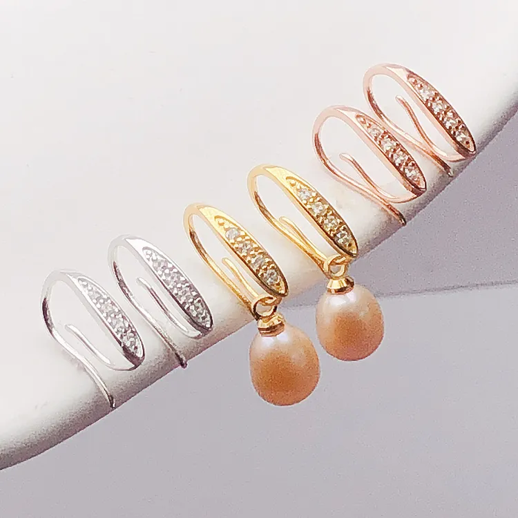 925银耳饰 s925纯银镀18k耳环配件diy 手工制作万能耳钩百搭简约