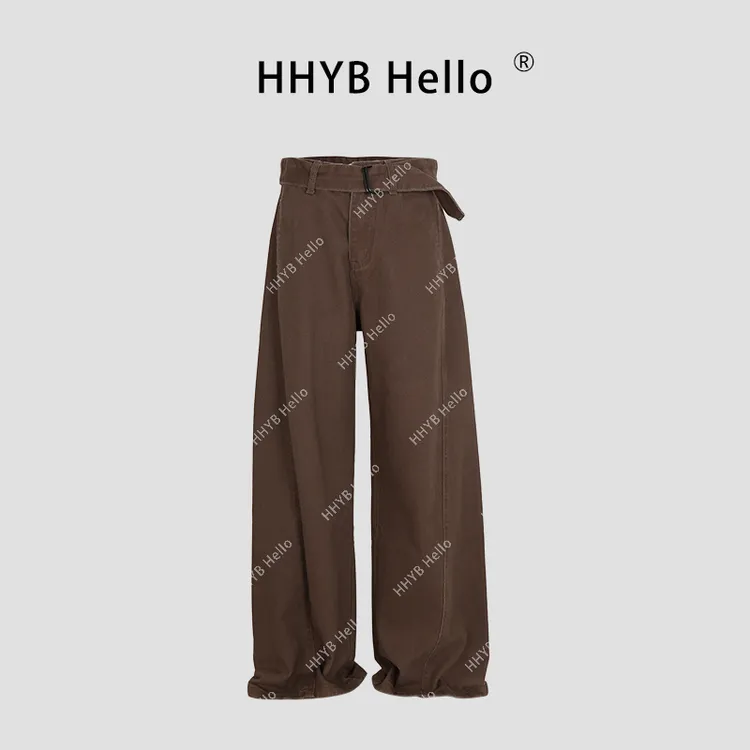HHYB Hello新款百搭复古工装腰带设计感牛仔裤女牛仔裤Q244164