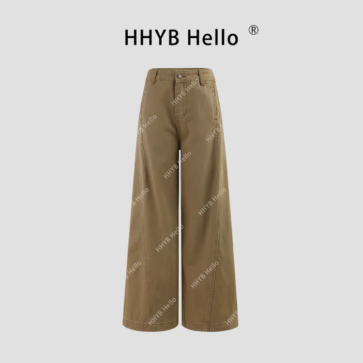 HHYB Hello多结构直筒阔腿牛仔裤女秋冬休闲直筒长裤Q244306