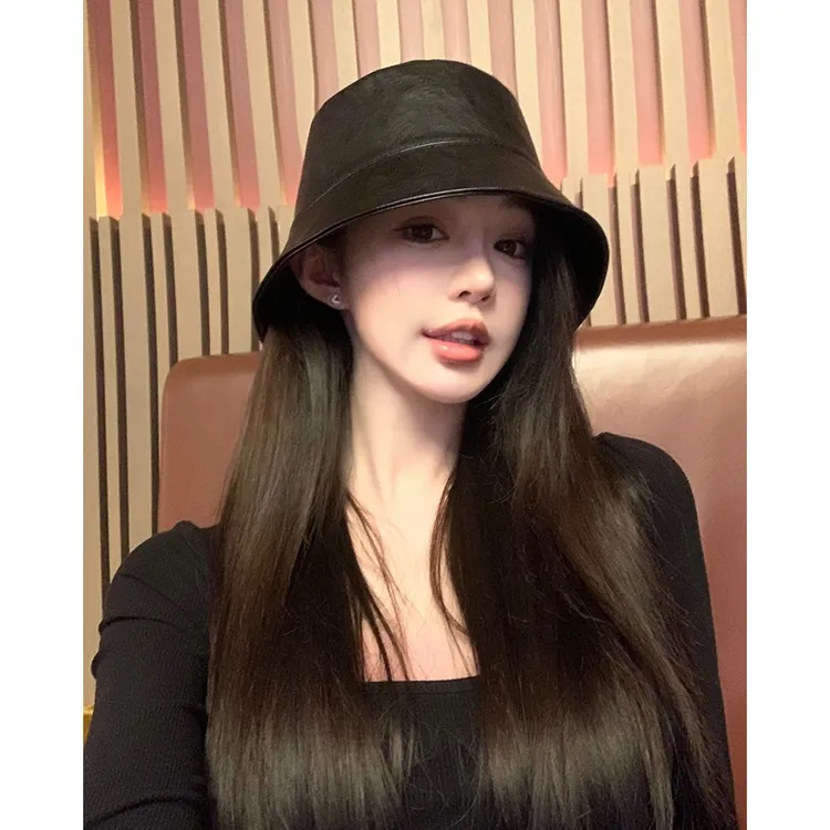 Chill 被问爆了的 百搭显脸小韩感两色休闲盆帽百搭皮渔夫帽