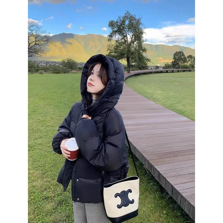 羽绒服男女2024冬季新款白鸭绒简约百搭加厚短款五防连帽外套