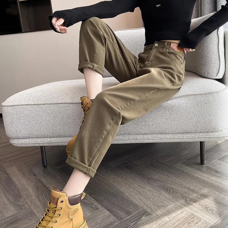 哈伦牛仔裤女2025春秋新款高腰显瘦直筒宽松百搭潮流萝卜老爹裤子