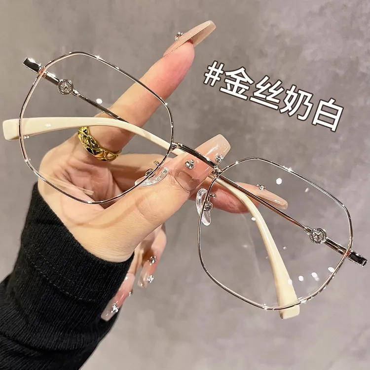 沐淳老花镜女金丝奶茶色显白减龄洋气显年轻防蓝光老花眼镜抗疲劳商品图
