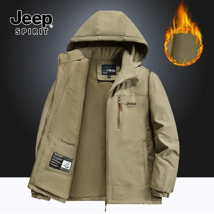 Jeep吉普冬季大码棉服男士加绒加厚防风防水外套冲锋上衣保暖棉衣
