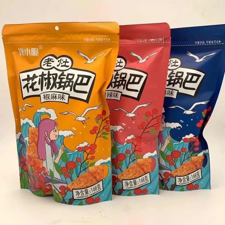 馋小脆老灶花椒锅巴椒麻味牛排味川辣味网红休闲零食大袋脆锅巴