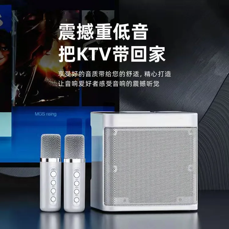 YS-203家庭电视电脑K歌音箱无线蓝牙双麦克风话筒一体套装KTV音响