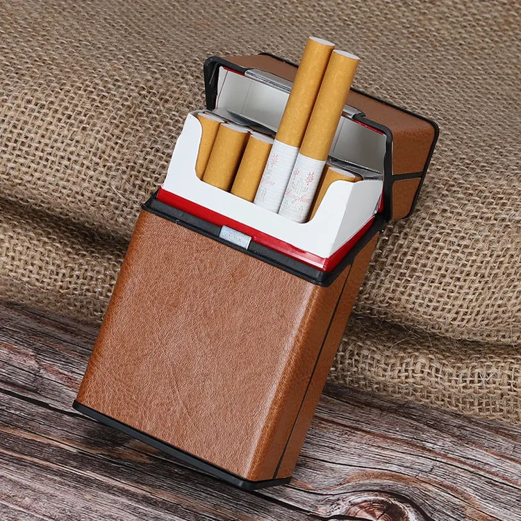 皮革20支装烟盒创意皮纹烟盒男女士皮质收纳盒磁吸防压防潮便携
