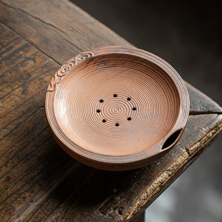 【正版川冶】砚台蓄水壶承.06822.中式复古粗陶储水干泡茶器.SH