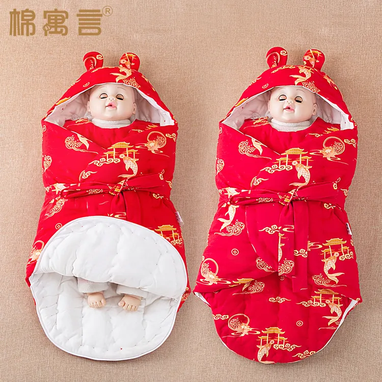 纯棉花蝴蝶包被新生婴儿手工抱被冬季加厚夹棉宝宝襁褓防惊跳睡袋