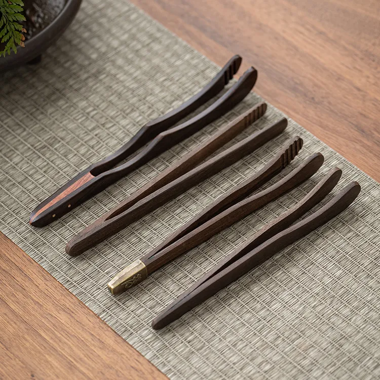 黑檀实木茶夹功夫茶具茶道零配件茶杯茶镊子洗杯茶夹子六君子配件