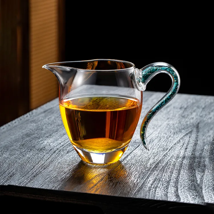水晶茶具金箔绿松石公杯透明耐热玻璃公道杯高档功夫茶海分茶器
