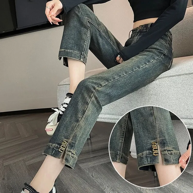 土耳其蓝烟管牛仔裤女春秋2025牛仔小个子裤子女款爆款2025新款