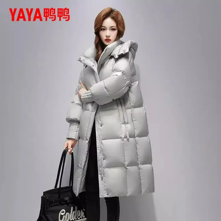 鸭鸭羽绒服女冬季长款过膝2025新款加厚韩版显瘦时尚面包服外套