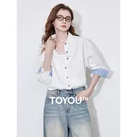 【初语】条纹翻袖衬衫女时装感上班通勤上衣高级感气质衬衣8512017