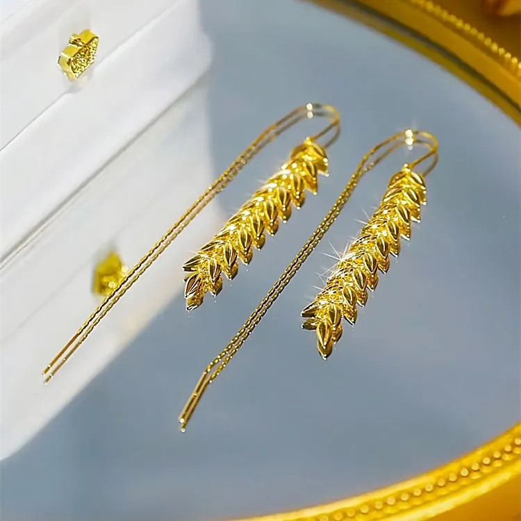 铜合金耳饰 C-1436 长款麦穗新中式气质时尚百搭高级感耳环