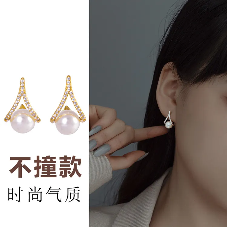 925银耳饰 韩版简约珍l珠耳钉2024年新款潮耳环网红气质轻奢耳饰