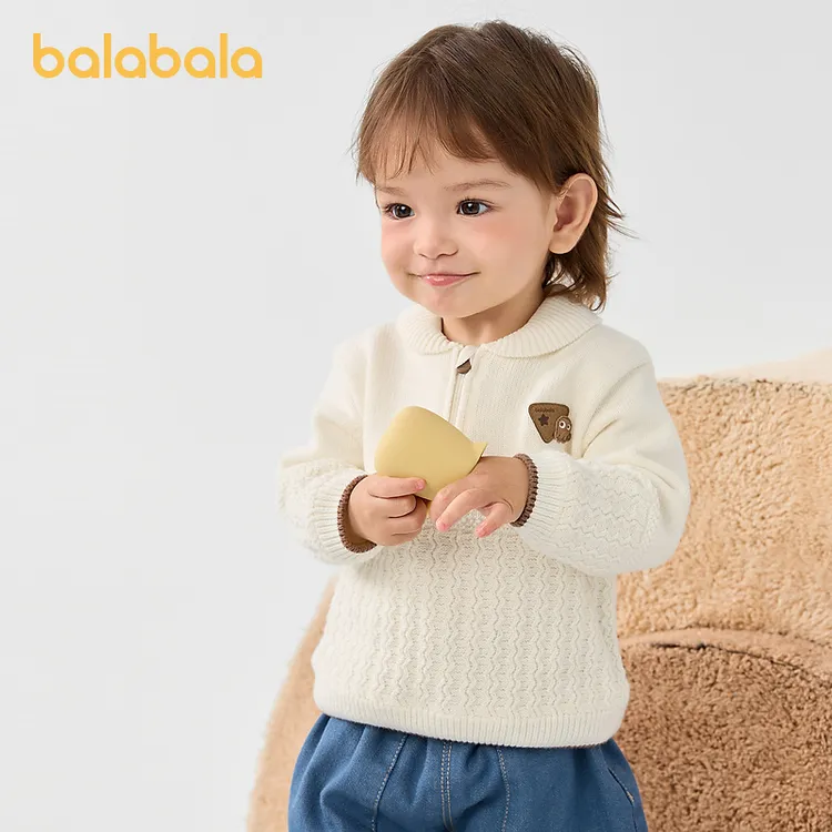 巴拉巴拉婴儿毛衣儿童冬季针织衫男童套头半开领型休闲大气时尚潮
