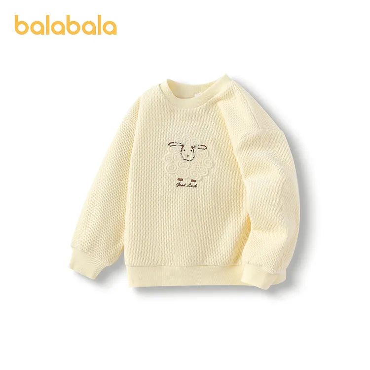 巴拉巴拉童装儿童卫衣女童秋冬装雪尼尔提花内搭上衣小童萌趣可爱