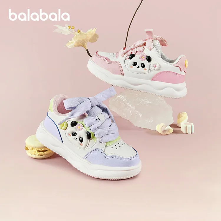 巴拉巴拉童鞋儿童板鞋小白鞋女童鞋子2025秋冬新甜美熊猫休闲鞋萌