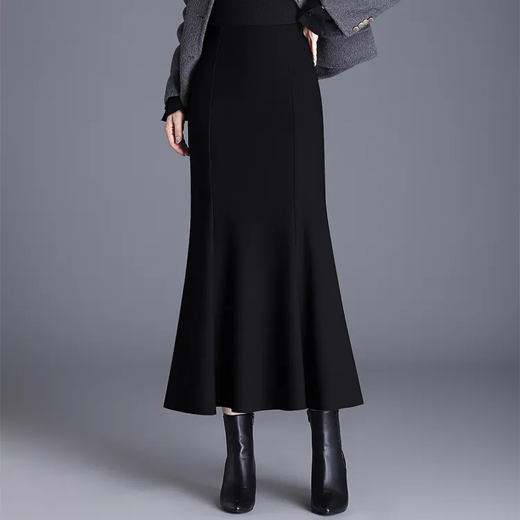 垂顺感长款修身鱼尾裙穿搭长裙2025新款优雅包臀裙冬季半身裙加绒