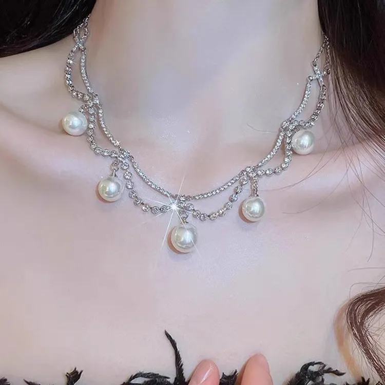 非金属合成锆石项链 轻奢高级锁骨（花朝十一）小众时尚个性锁骨链