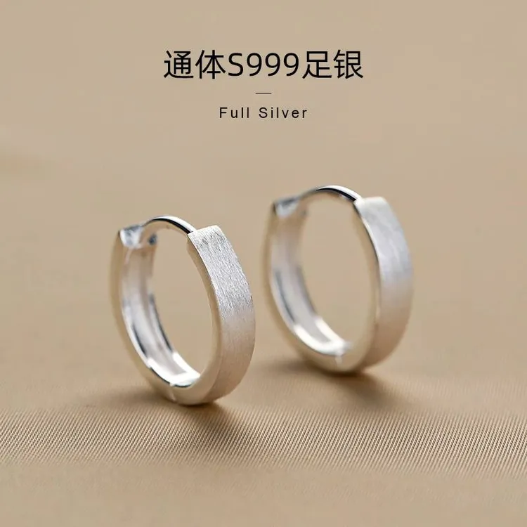 足银耳饰圈圈足银耳饰s999圈圈足银耳环女小众简约气质高级感耳扣