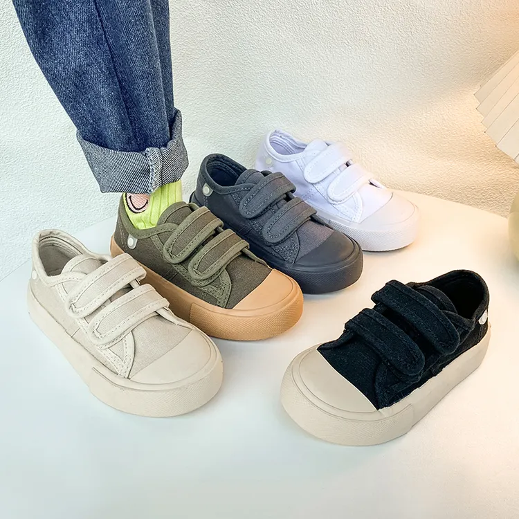 儿童帆布鞋春秋韩版低帮魔术贴幼儿园室内鞋休闲宝宝鞋男童女童鞋