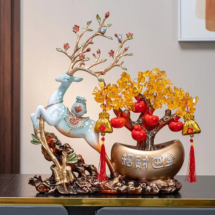 创意流沙鹿摆件客厅玄关酒柜事事如意家居装饰品乔迁之喜开业礼品