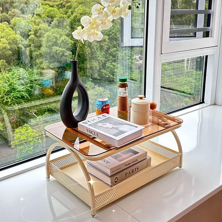 日式飘窗桌子卧室家用榻榻米玻璃小茶几网红奶油风床上学习小矮桌