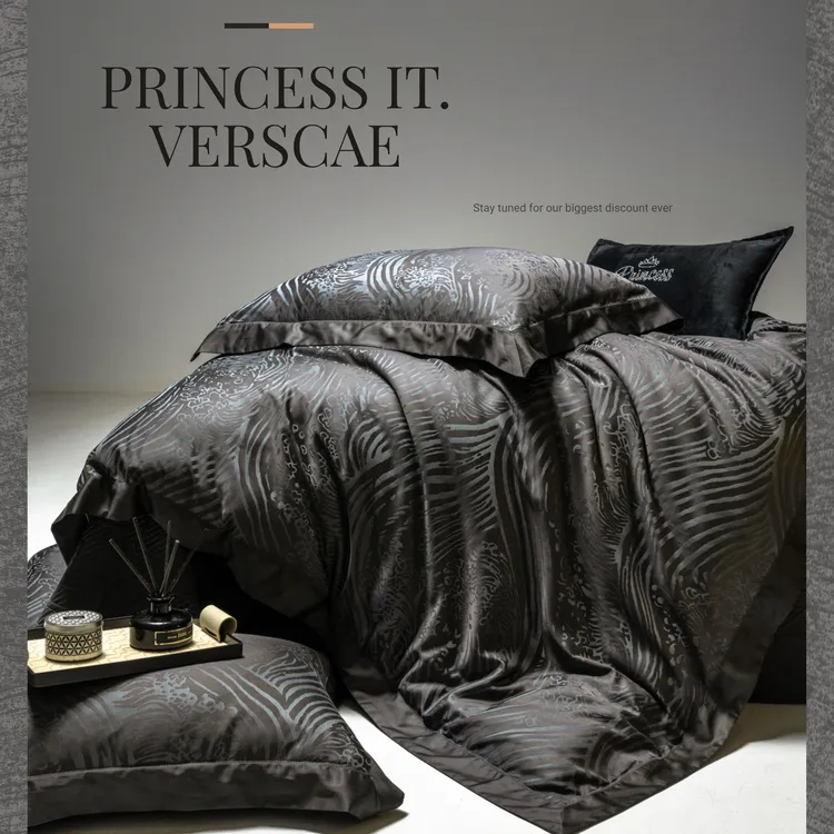 鉴奢-桑蚕丝夏凉被床盖【瓦萨Ⅶ】VERSAGE/35姆色织850T锦奢瑖四件套