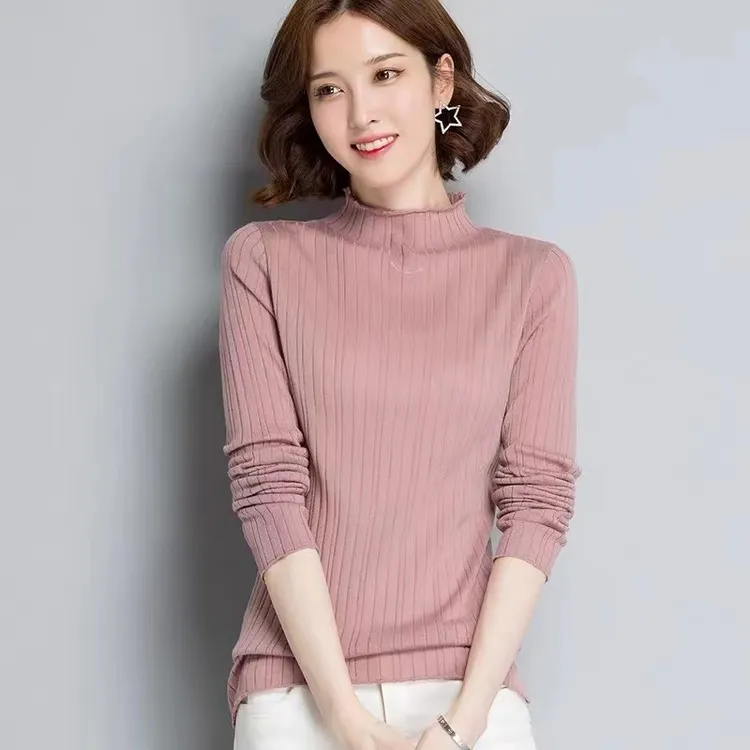 薄款春秋装年新款套头毛衣女内搭洋气针织打底衫包芯纱