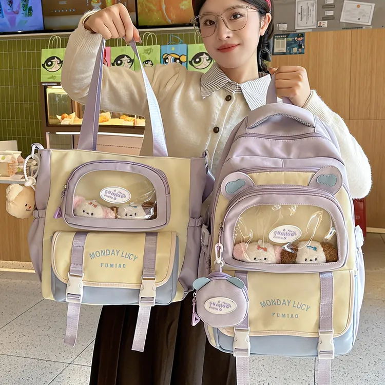 高颜值大容量减负书包女休闲可爱痛包双肩包初中女生高中学生背包