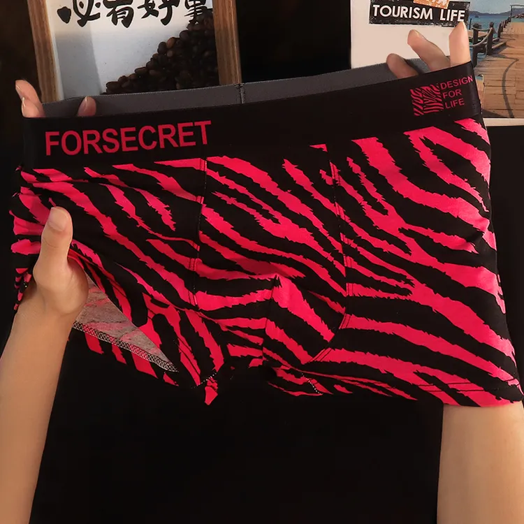 红色全棉质男士内裤男款平角裤中腰宽松四角运动短裤纯棉休闲