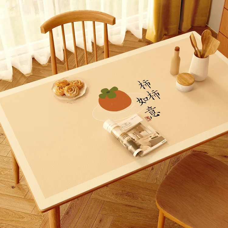 餐桌垫免洗防油防水防烫桌布隔热轻奢高级感长方形皮革茶几垫台布
