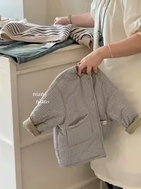 巨洋气保暖~韩版儿童格子加厚棉服冬款男女宝宝冬季休闲棉衣外套