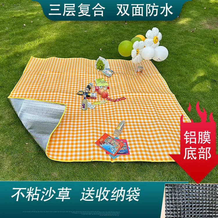 防潮防寒野餐垫户外用品加厚彩膜露营草坪垫双面防水防潮折叠便携