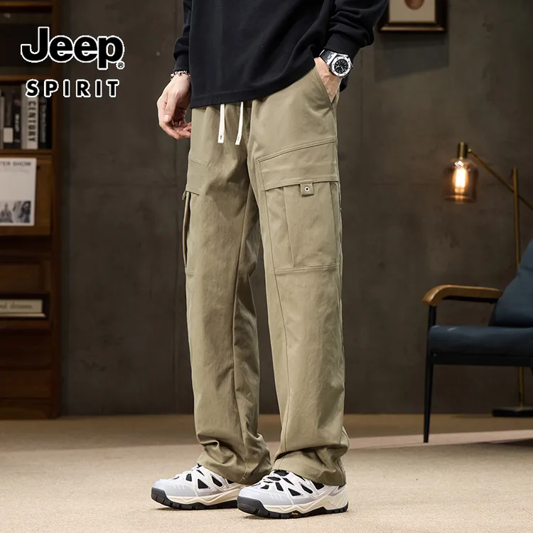 JEEP吉普2024秋季新款工装休闲裤男士宽松美式百搭阔腿日系工装裤