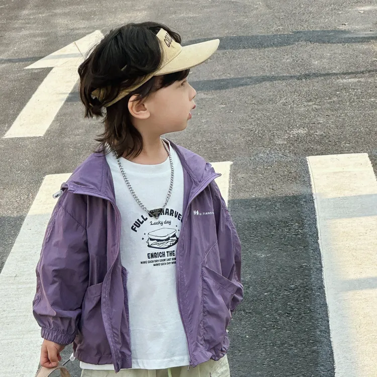 儿童外套小童童装女童洋气宝宝连帽韩版春男童休闲薄款宽松中大童