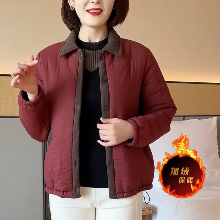 《专柜品质》正品冬季气质加绒加厚保暖时尚百搭妈妈短款妈妈装