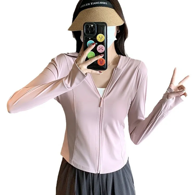 冰丝凉感衣女夏季薄款防紫外线户外外套修身透气服运动时尚