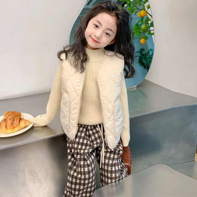 鸣岚凡宣秋冬马甲2024韩版男女童时髦坎肩背心宝宝马夹外穿洋气潮