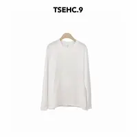 TSEHC.9ins简约百搭轻柔情侣款休闲圆领纯色长袖白色T恤S111
