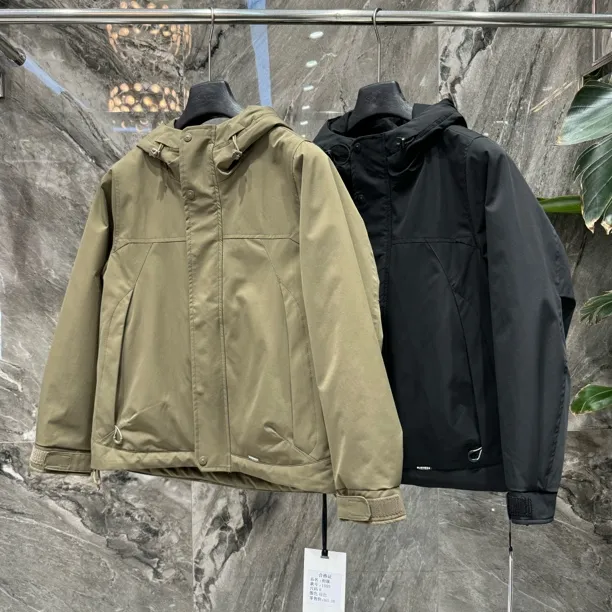 棉服秋冬连帽男士外套纯色休闲冲锋衣棉袄宽松保暖百搭1089时尚